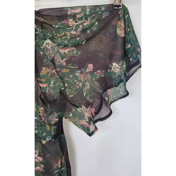 Zara Premium Denim Collection Sheer Floral Mini Dress Tunic Butterfly Sleeves XS - Picture 4 of 5